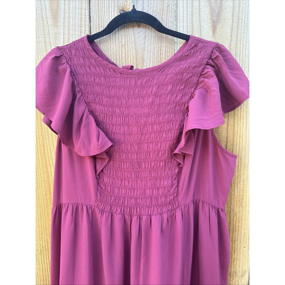 Old Navy Tiered Cottage Sundress Womens XL Rust Red Smocked Peasant Boho Midi - Picture 2 of 11